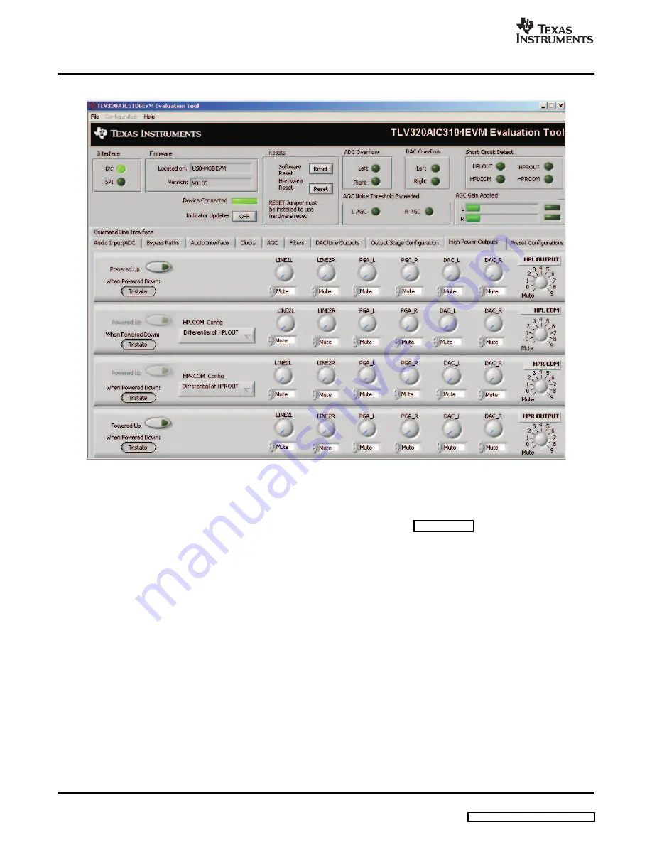 Texas Instruments TLV320AIC3104EVM Скачать руководство пользователя страница 34