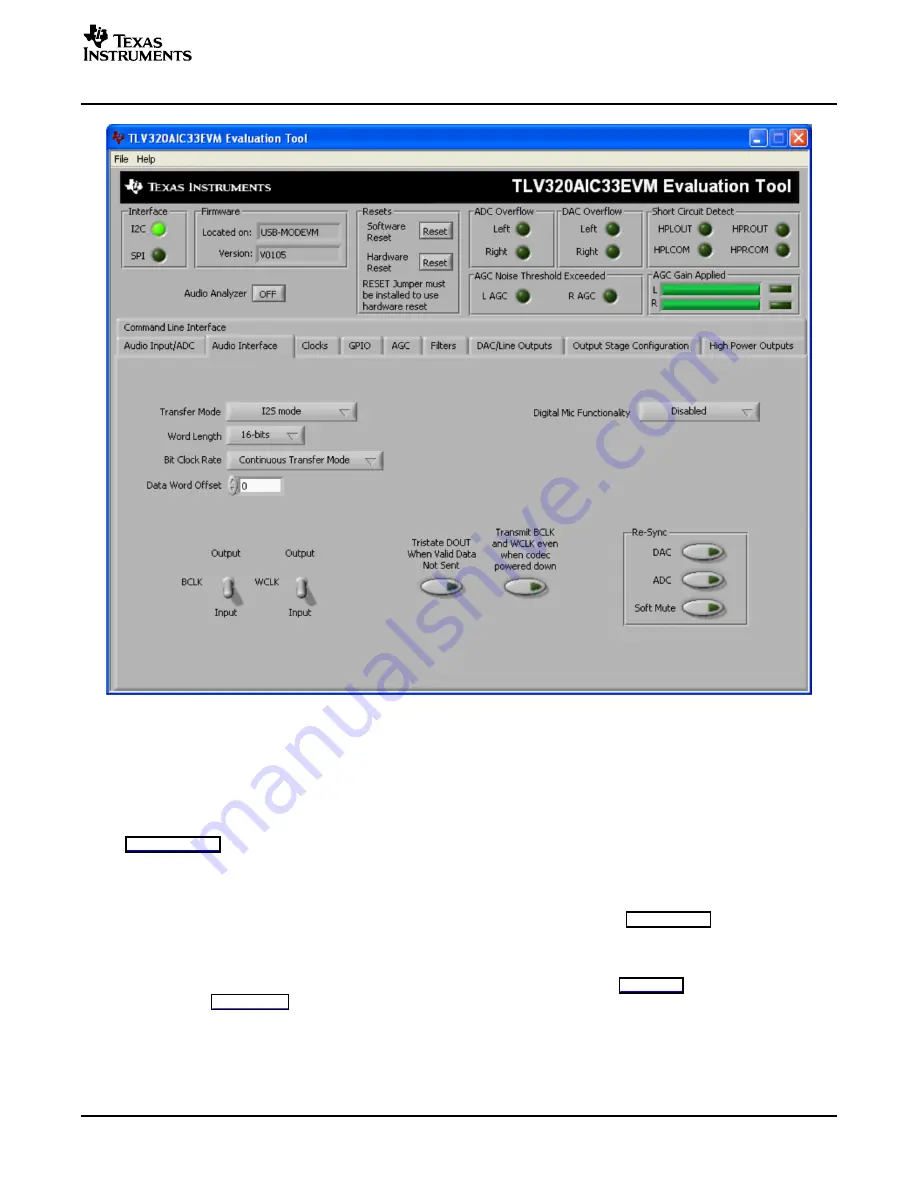 Texas Instruments TLV320AIC33EVM Скачать руководство пользователя страница 17