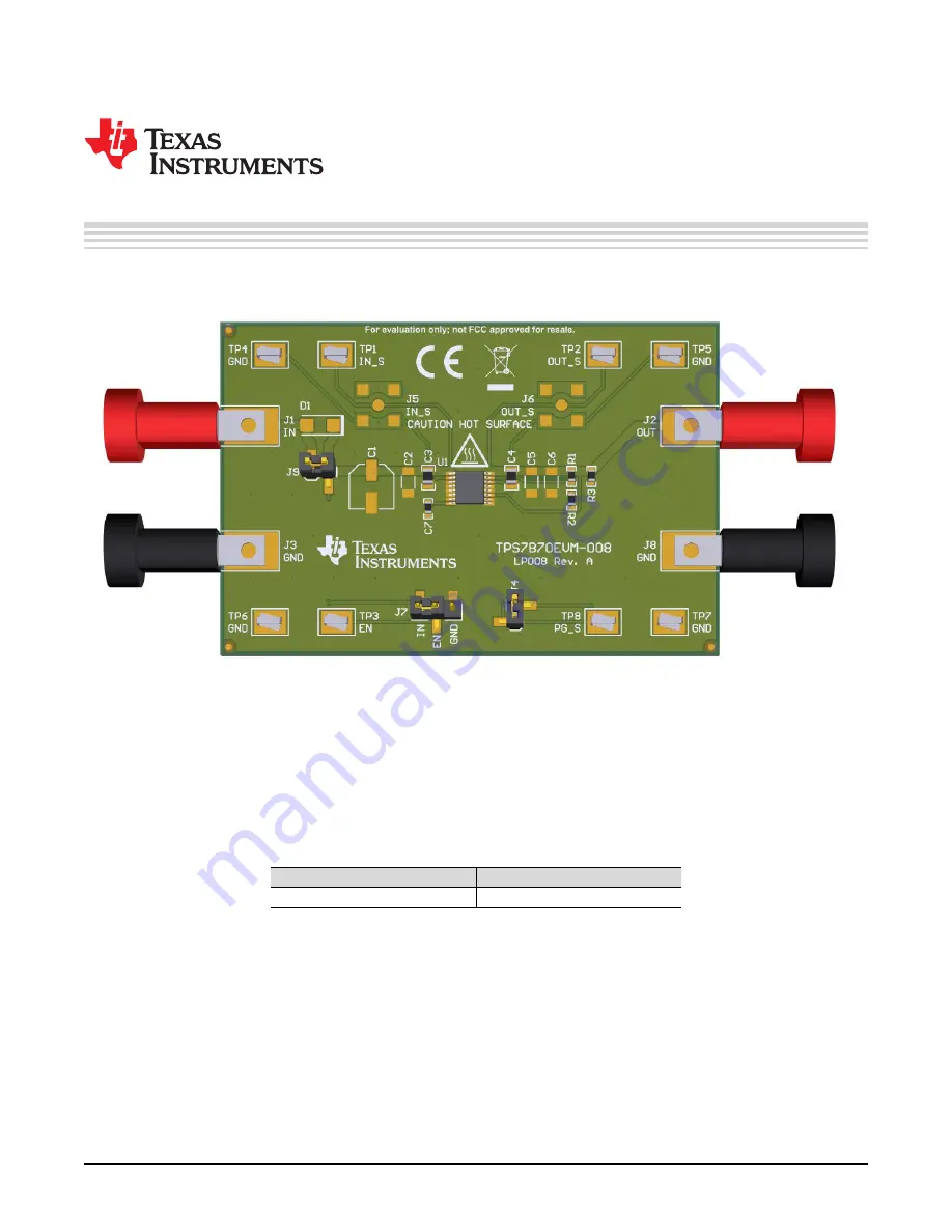 Texas Instruments TPS7B70EVM-008 Скачать руководство пользователя страница 1