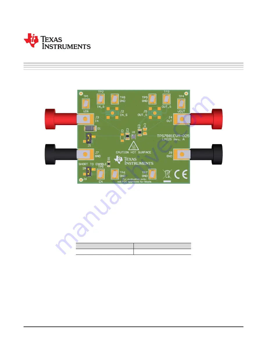 Texas Instruments TPS7B81EVM-025 Скачать руководство пользователя страница 1