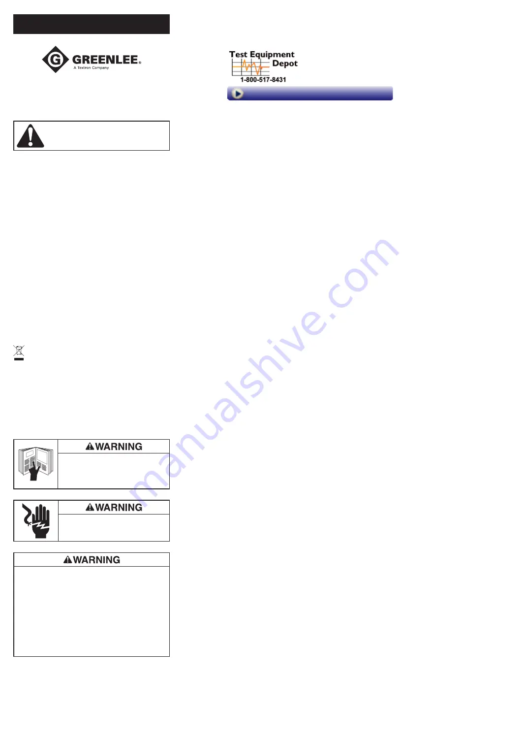 Textron Greenlee CM-450 Instruction Manual Download Page 1