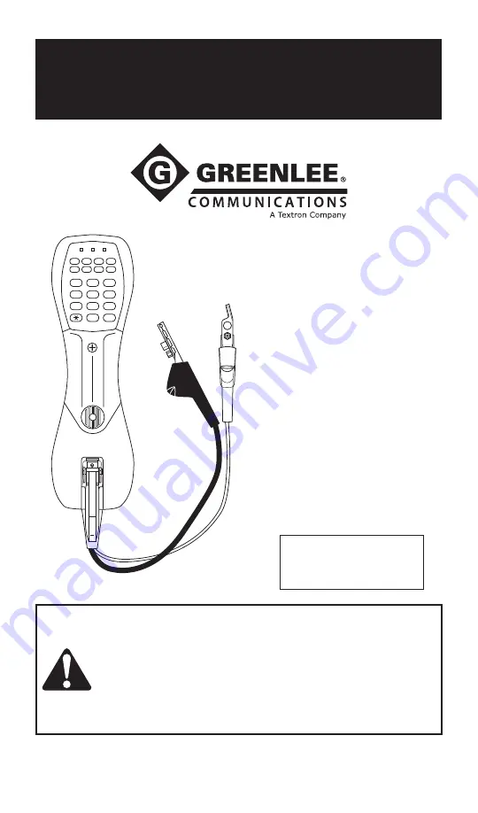 Textron Greenlee Communications PE930 Instruction Manual Download Page 1