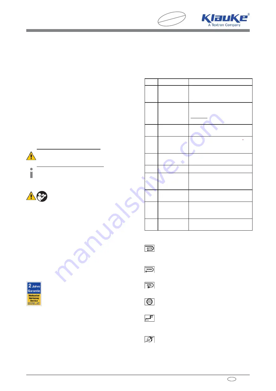 Textron Klauke Ultra+ EK 120/30-L Instruction Manual Download Page 9