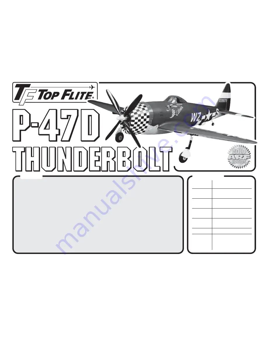 TF TOP FLITE P-470 THUNDERBOLT Manual Download Page 1