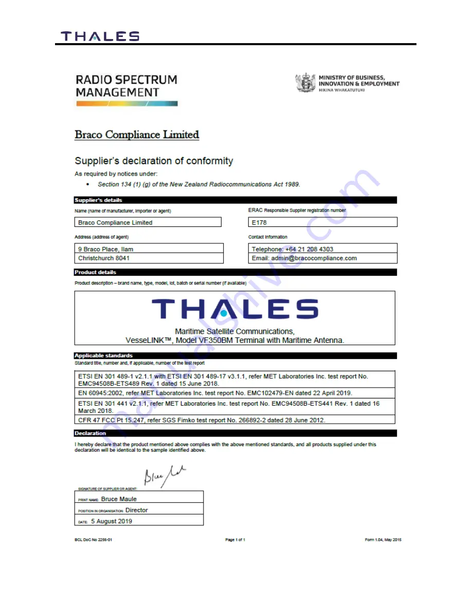 Thales VesseLINK Certus 200 Скачать руководство пользователя страница 13