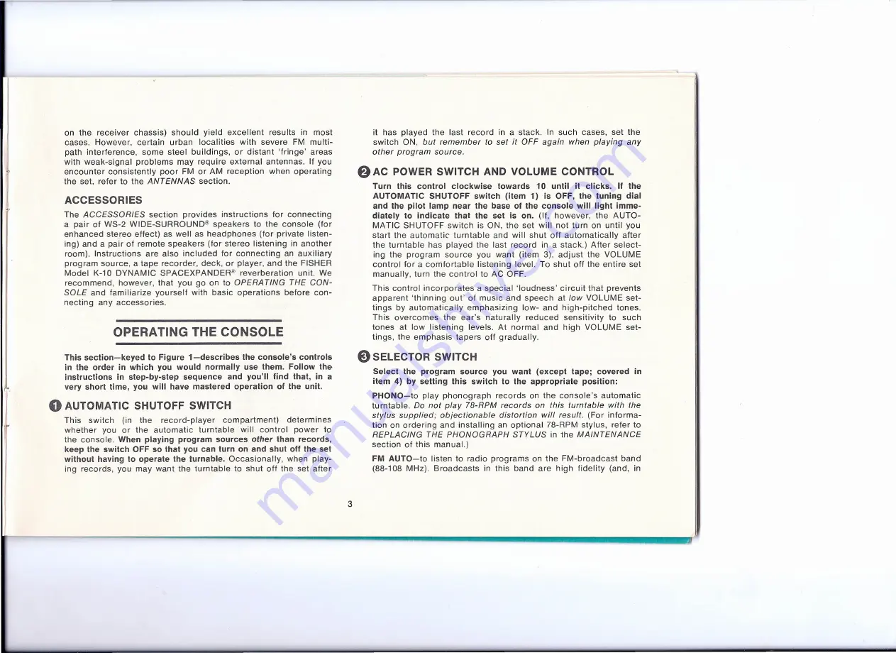 The Fisher FUTURA F-5593 Operating Instructions And Warranty Download Page 5