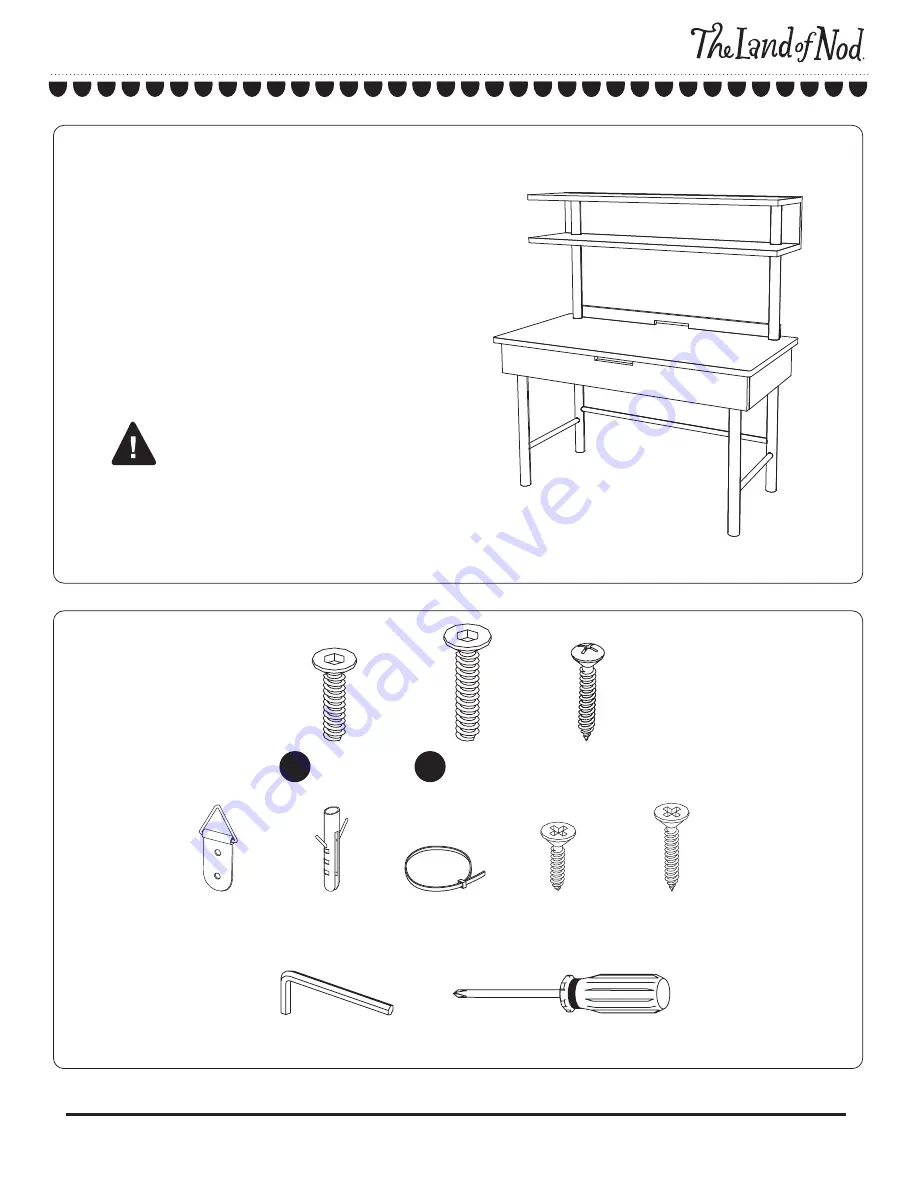 The Land of Nod Foundation Desk and Hutch Assembly Instructions Manual Download Page 1