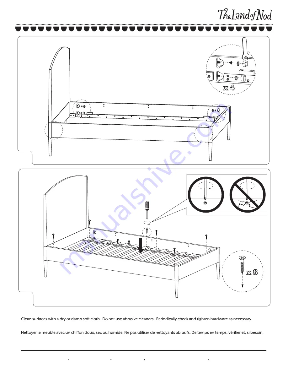 The Land of Nod Hampshire Arched Twin Bed Assembly Instructions Download Page 5