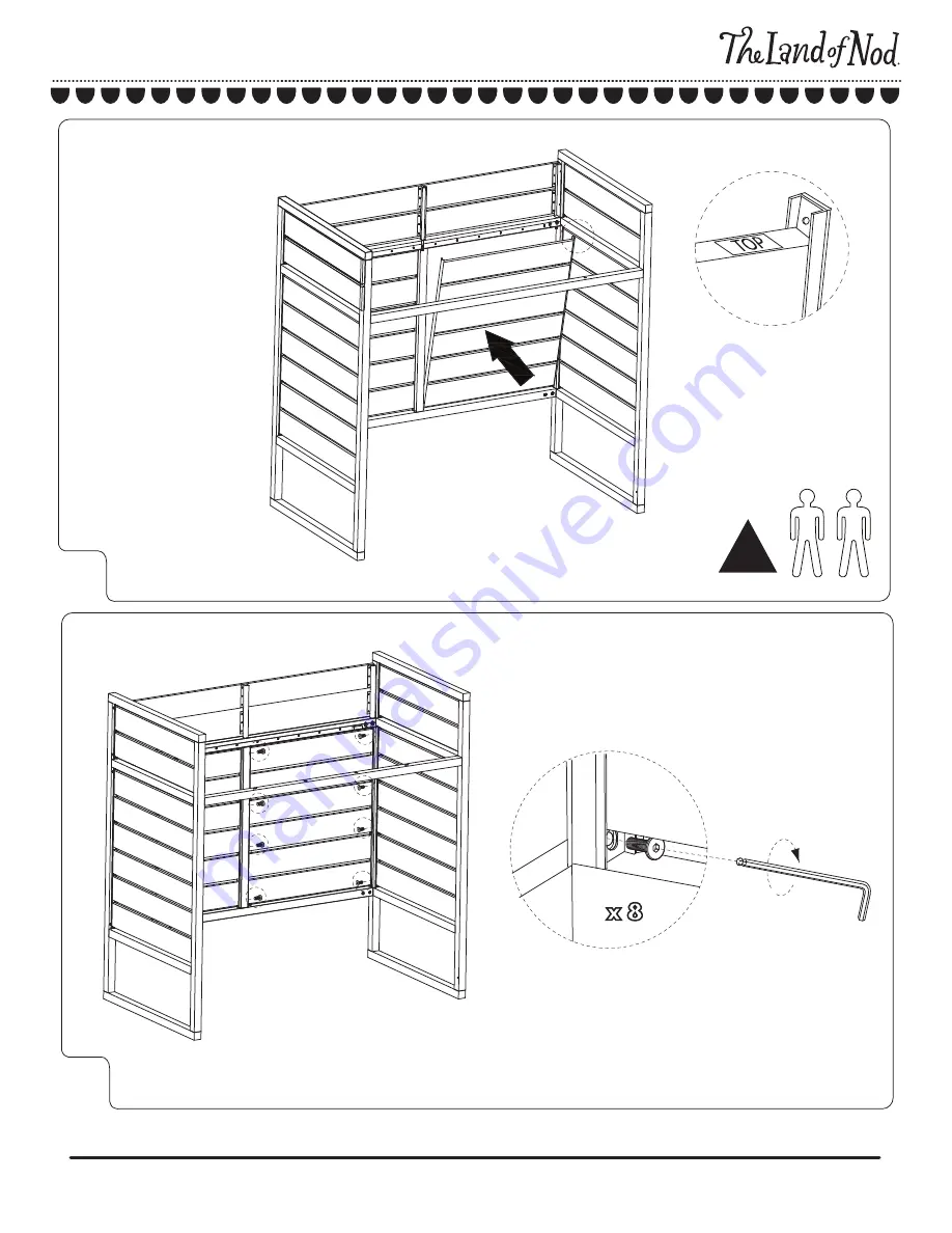 The Land of Nod Tall Order Loft Bed Assembly Instructions Manual Download Page 9