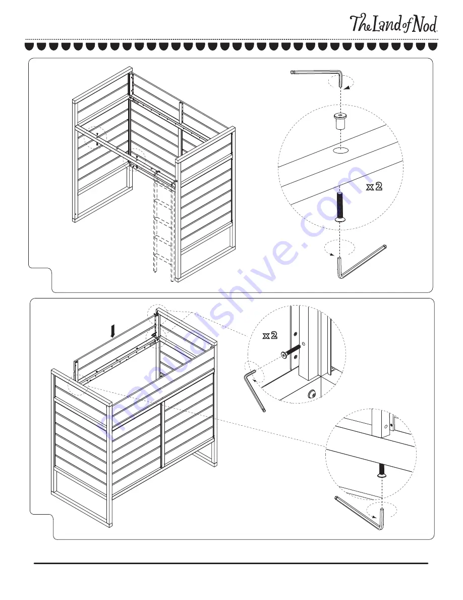 The Land of Nod Tall Order Loft Bed Assembly Instructions Manual Download Page 13