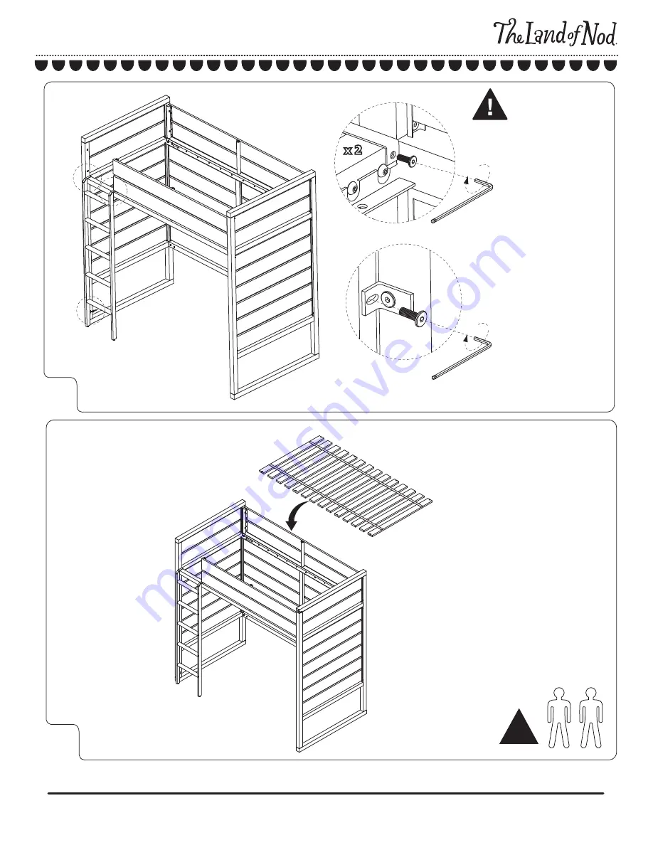 The Land of Nod Tall Order Loft Bed Assembly Instructions Manual Download Page 15