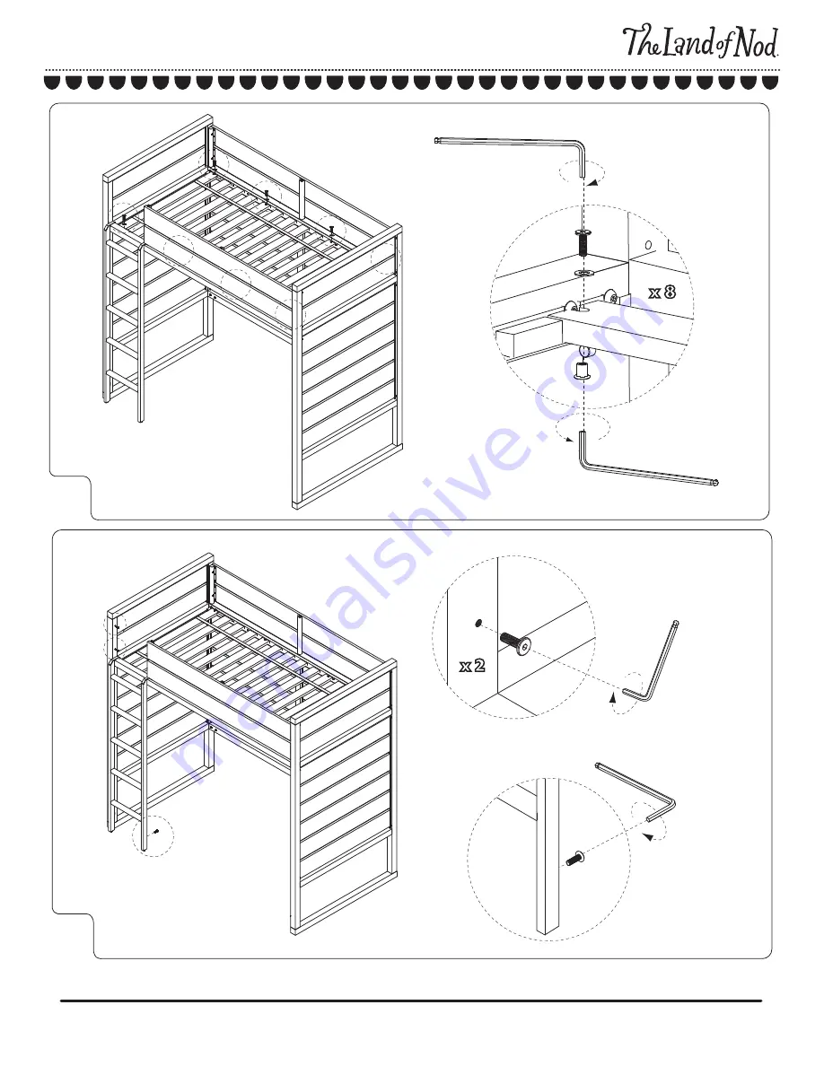 The Land of Nod Tall Order Loft Bed Assembly Instructions Manual Download Page 16