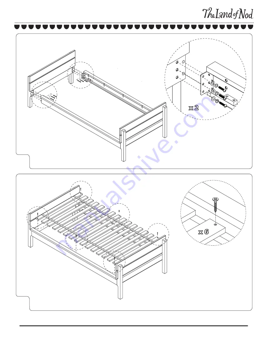 The Land of Nod Wrightwood Twin-over-Twin Bunk Bed Assembly Instructions Manual Download Page 6