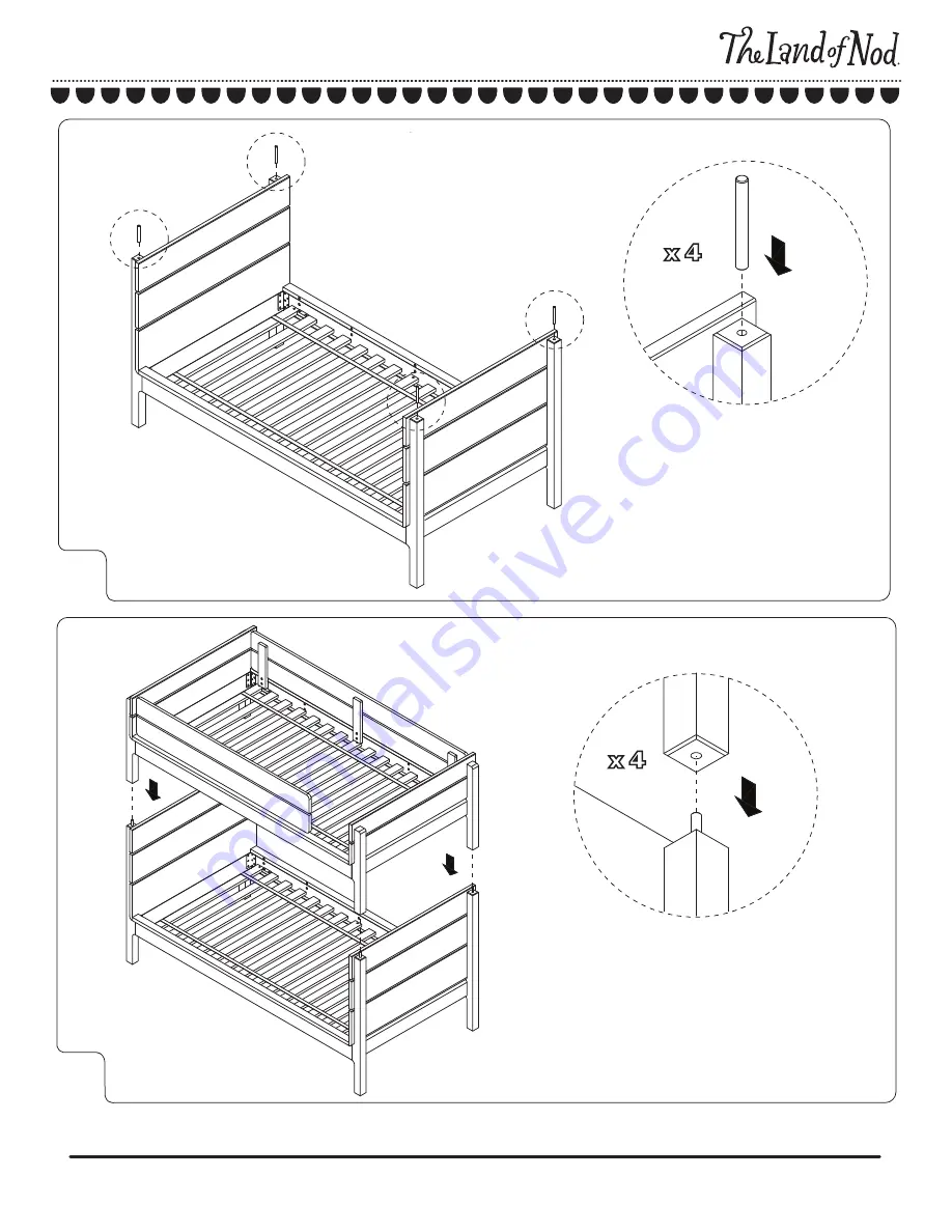 The Land of Nod Wrightwood Twin-over-Twin Bunk Bed Assembly Instructions Manual Download Page 8