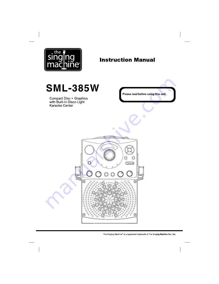 The Singing Machine SML-385W Instruction Manual Download Page 1