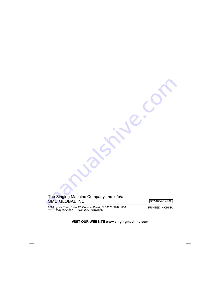 The Singing Machine SML-387 Instruction Manual Download Page 16