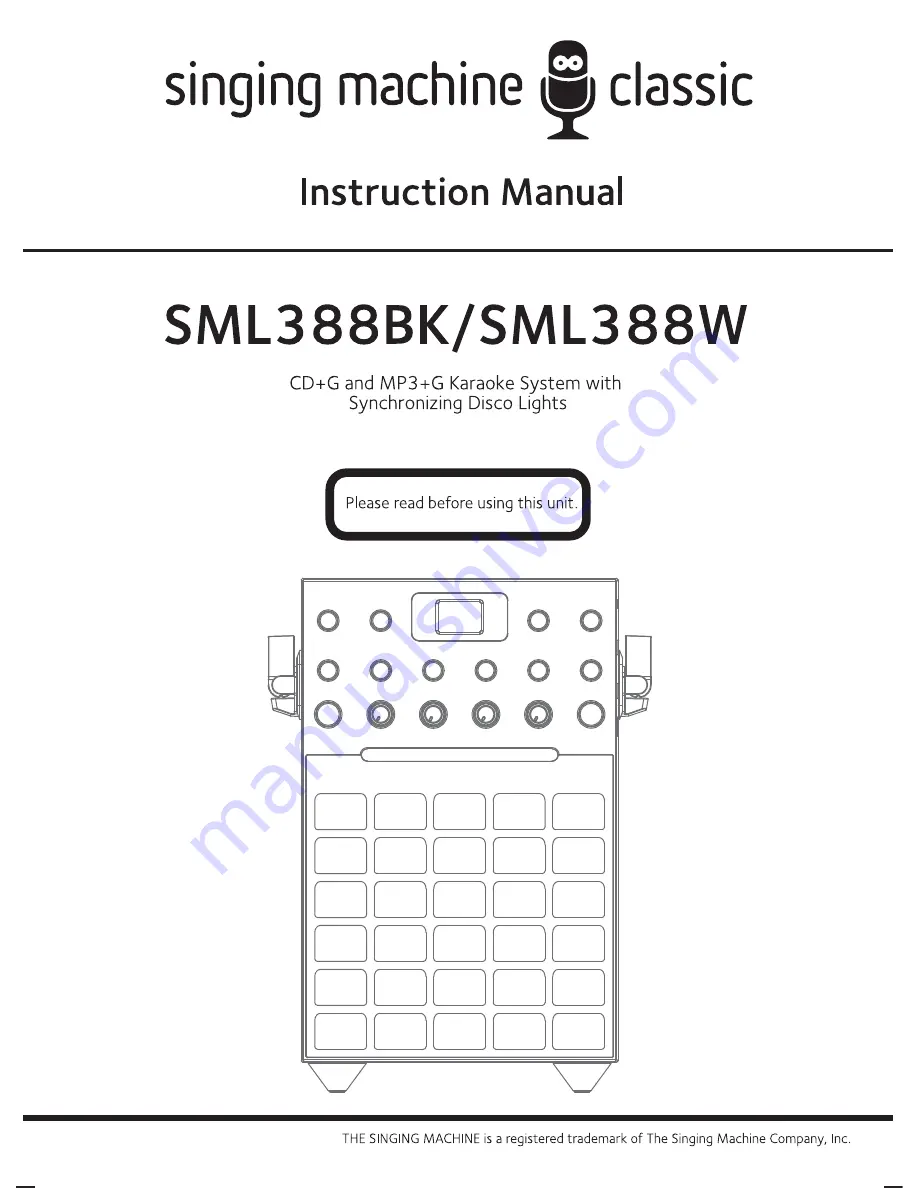 The Singing Machine SML388BK Скачать руководство пользователя страница 1