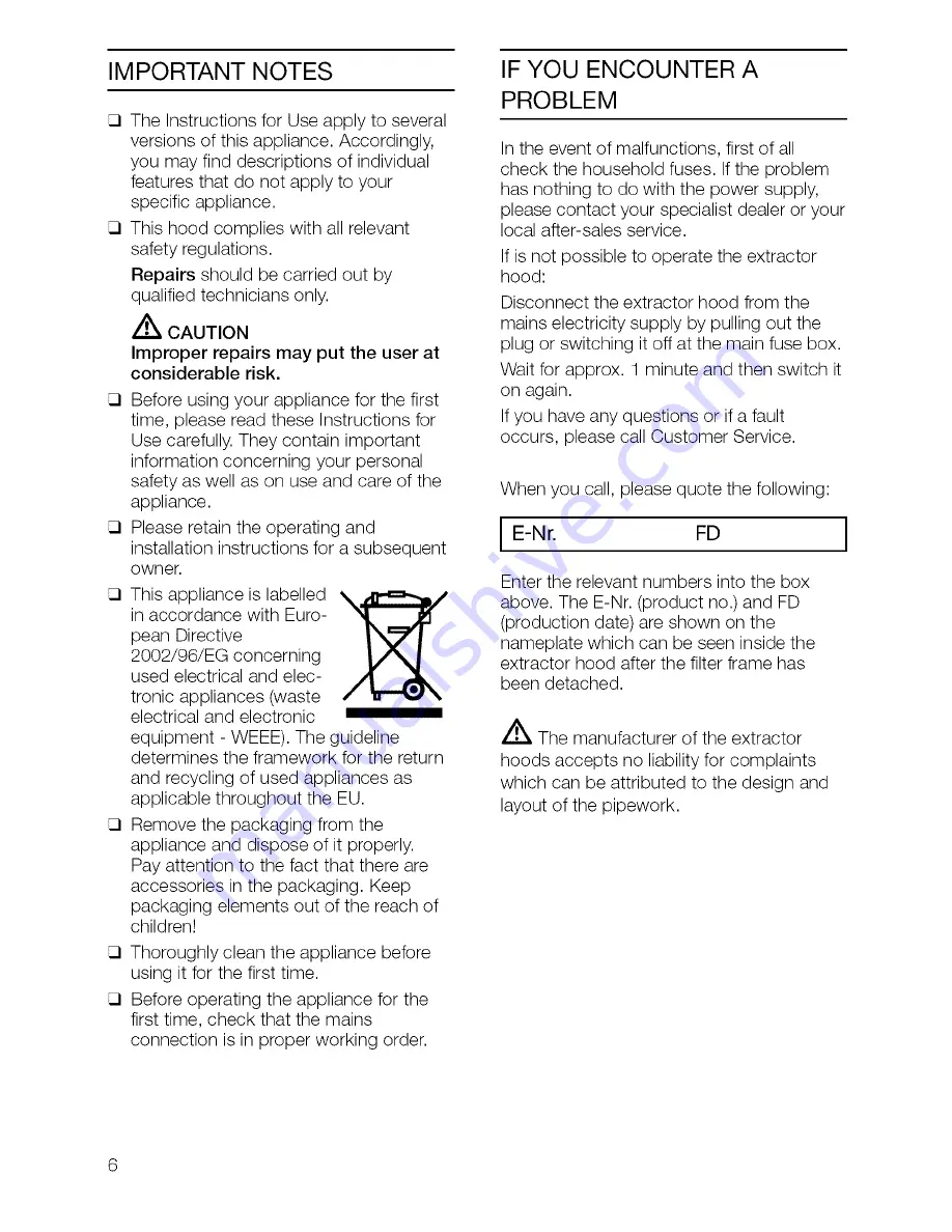 Thermador 6508 0024 Use And Care Manual Download Page 6