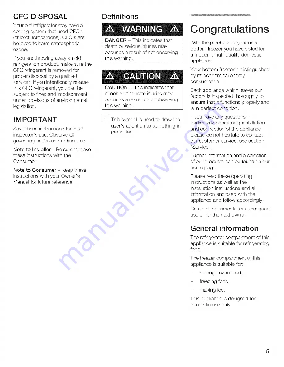 Thermador Bottom Freezer Use & Care Manual Download Page 5