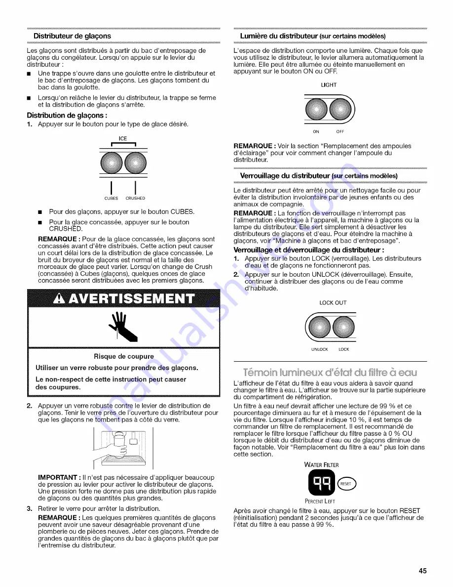 Thermador KBUDT4250E Use & Care Manual Download Page 45