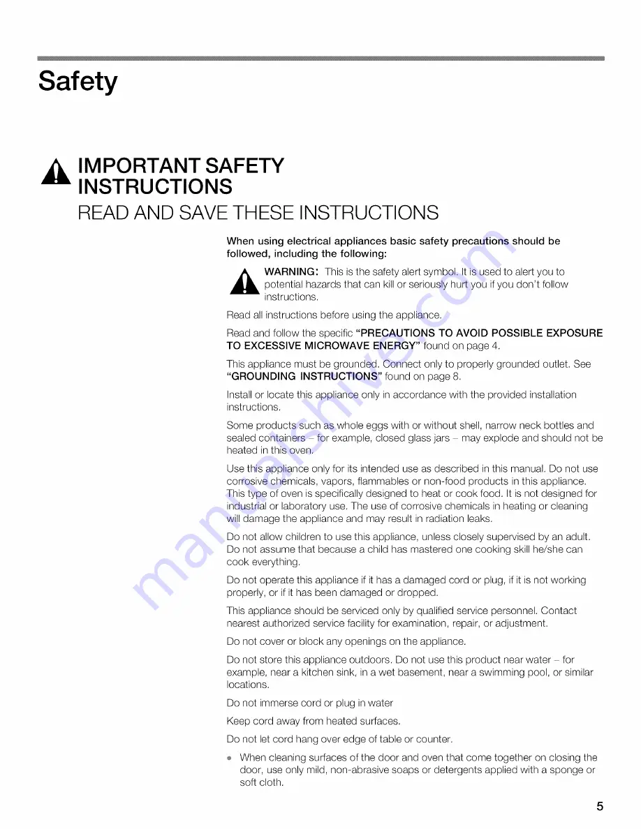 Thermador MBESLFTD Use And Care Manual Download Page 5