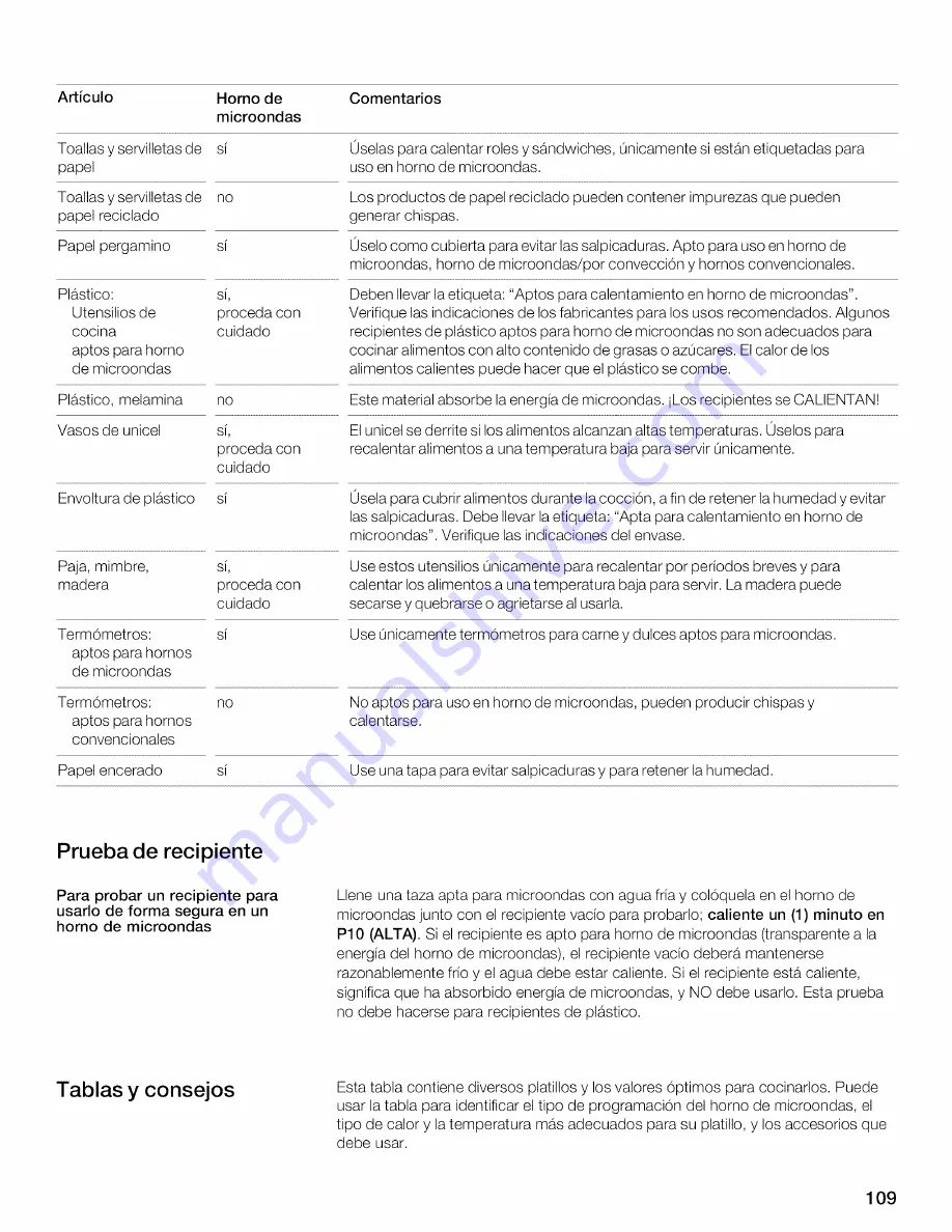 Thermador MBESLFTD Use And Care Manual Download Page 109