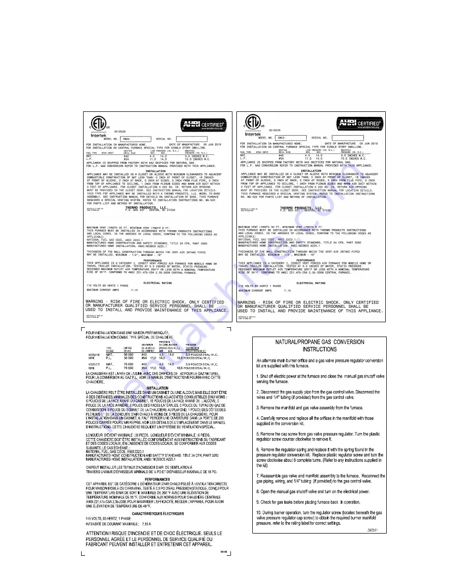 Thermo Pride CMA4-50D36N Installation And Service Manual Download Page 8