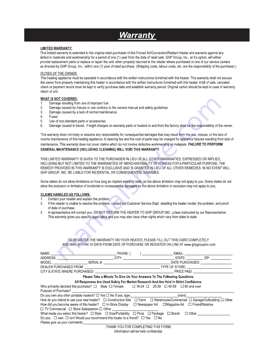 Thermoheat KFA125L User'S Manual And Operating Instructions Download Page 26