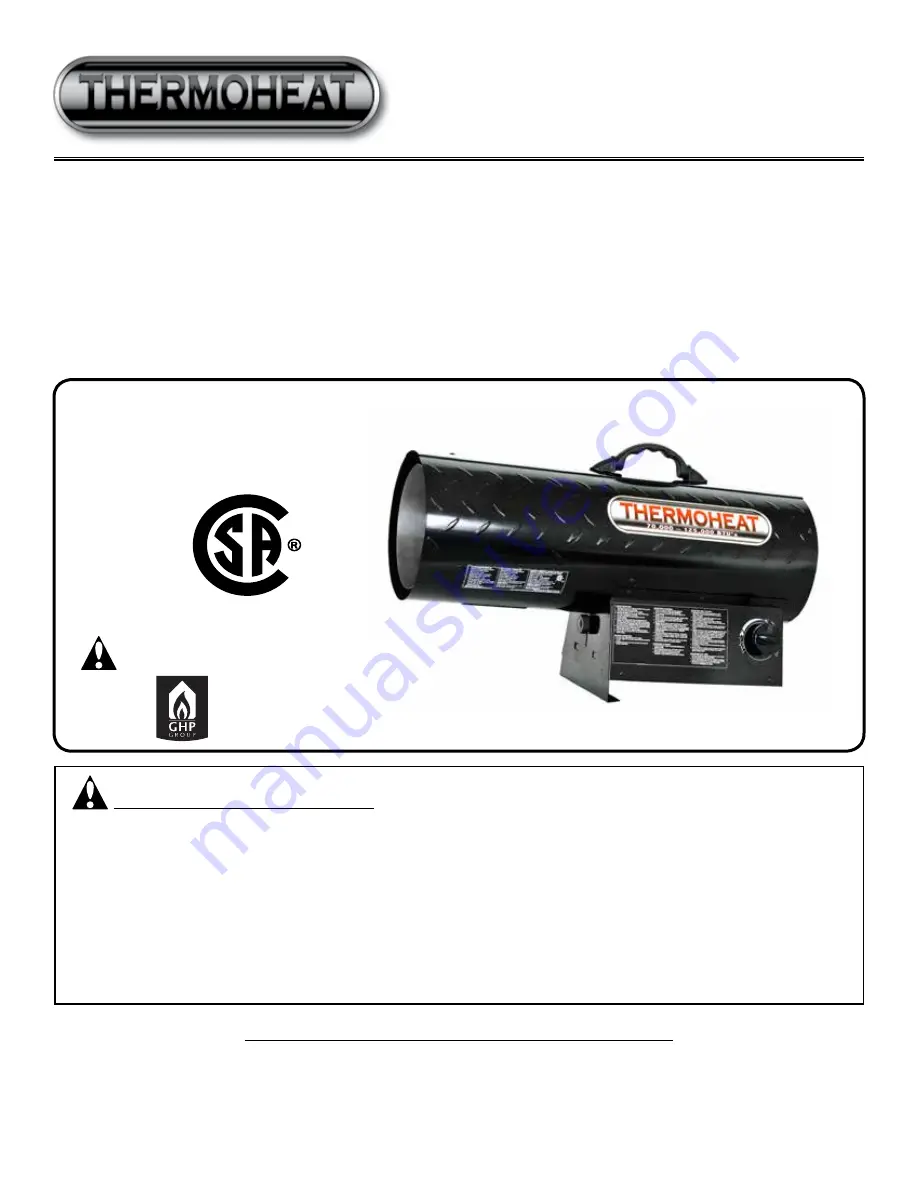 Thermoheat LPFA125/L User'S Manual And Operating Instructions Download Page 1