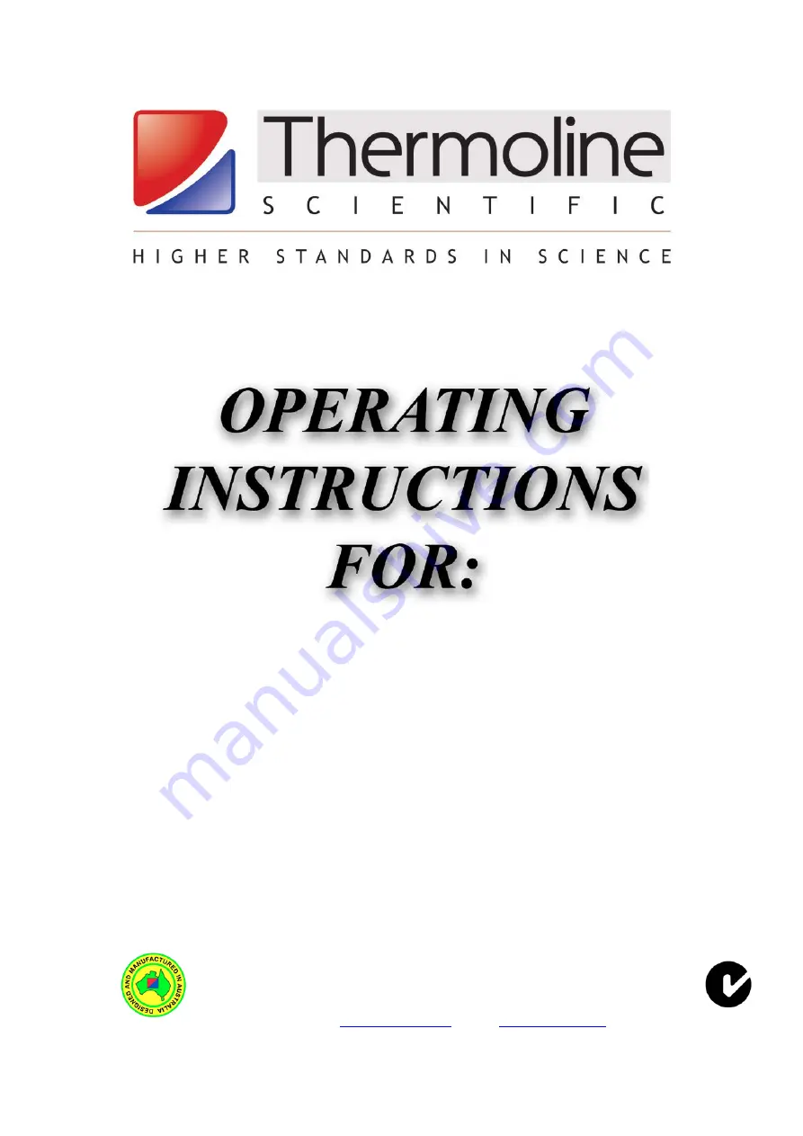 Thermoline Scientific TU-1 Operating Instructions Manual Download Page 1