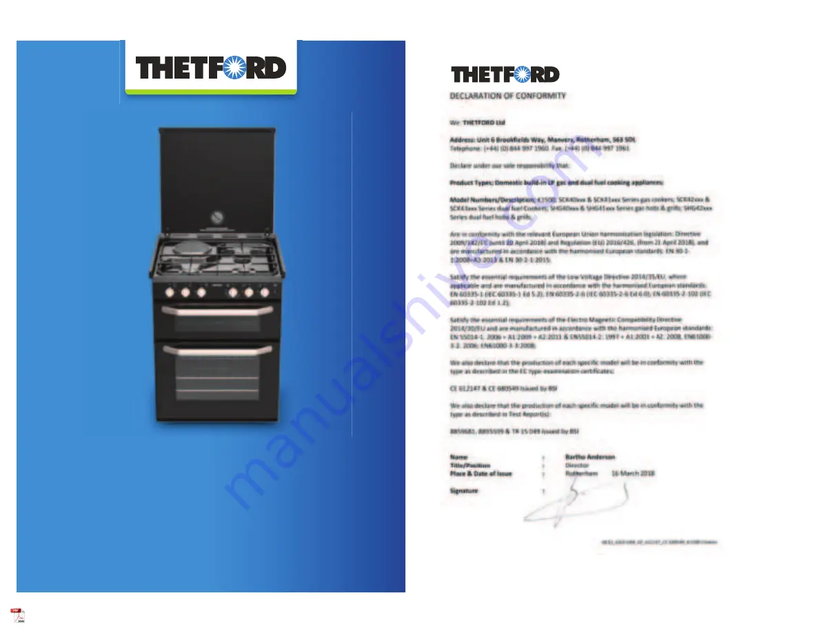 Thetford K1520 User Manual Download Page 1