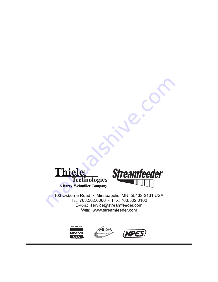 Thiele Streamfeeder Reliant 3700 Product Manual Download Page 94