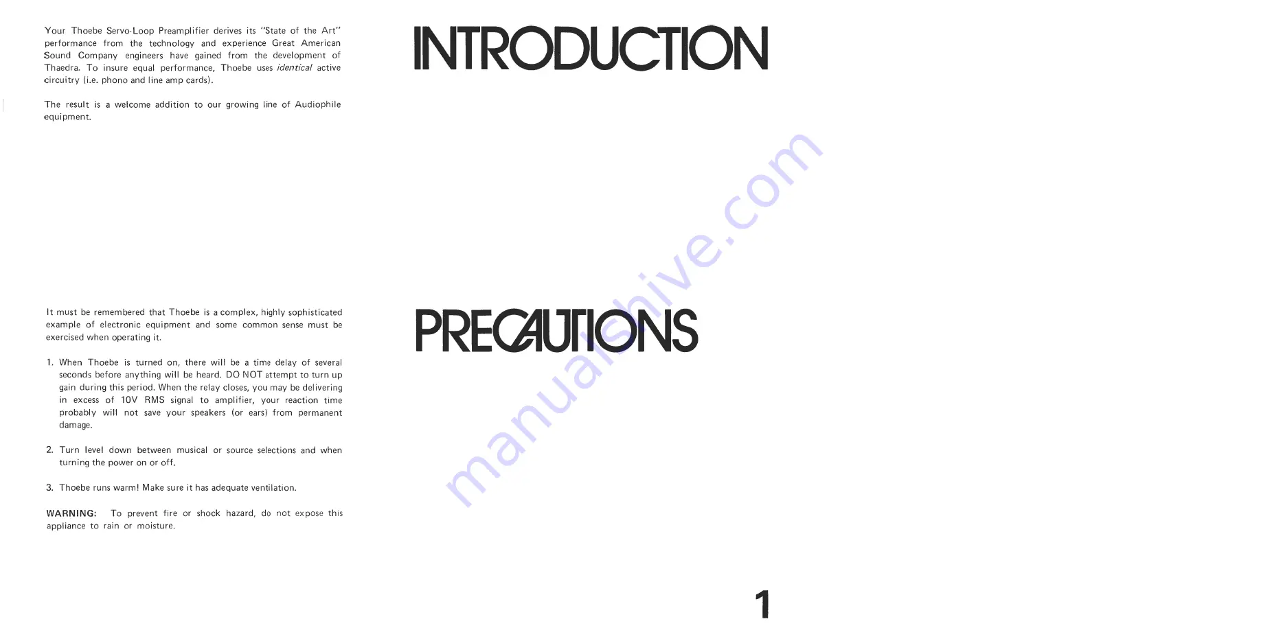 Thoebe Servo-Loop Preamplifier Owner'S Manual Download Page 2