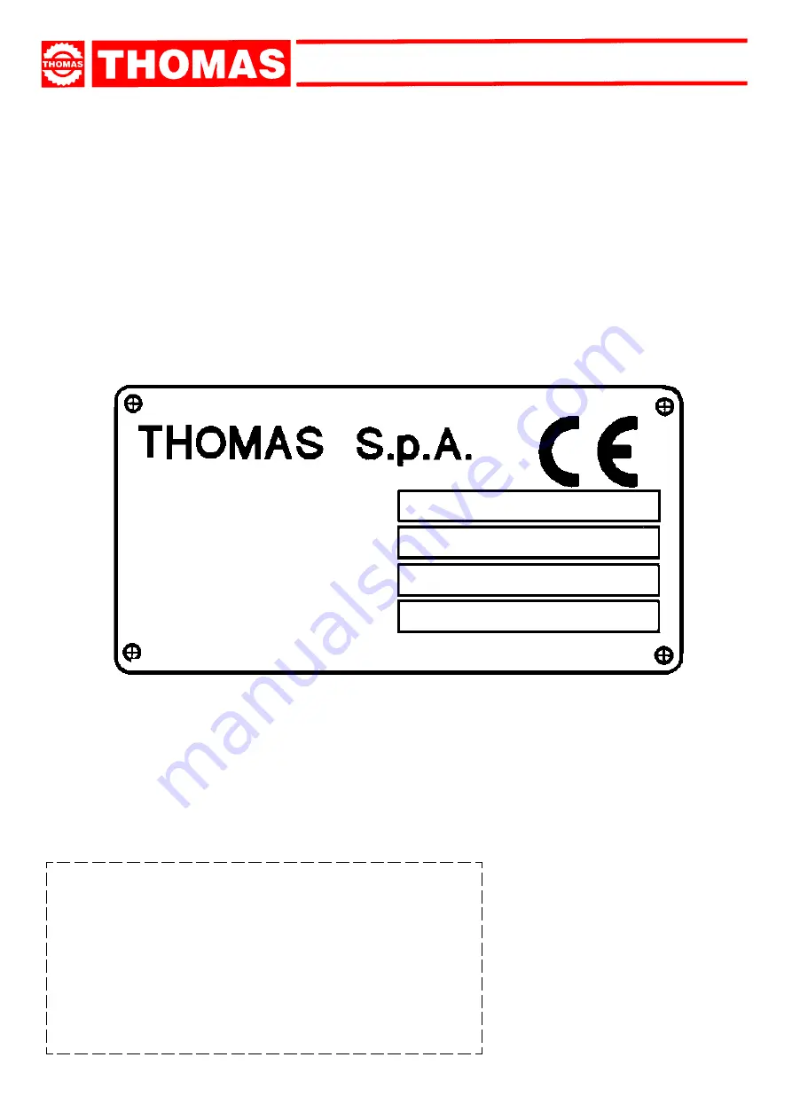 Thomas SAR 460 SA G DIGIT Use And Maintenance Manual Download Page 3