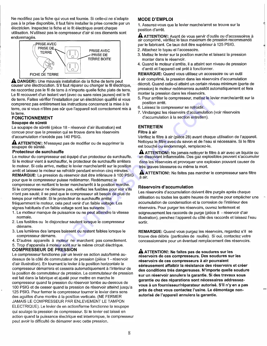 Thomas ultra air-pacT-35HD Owner'S Manual Download Page 8