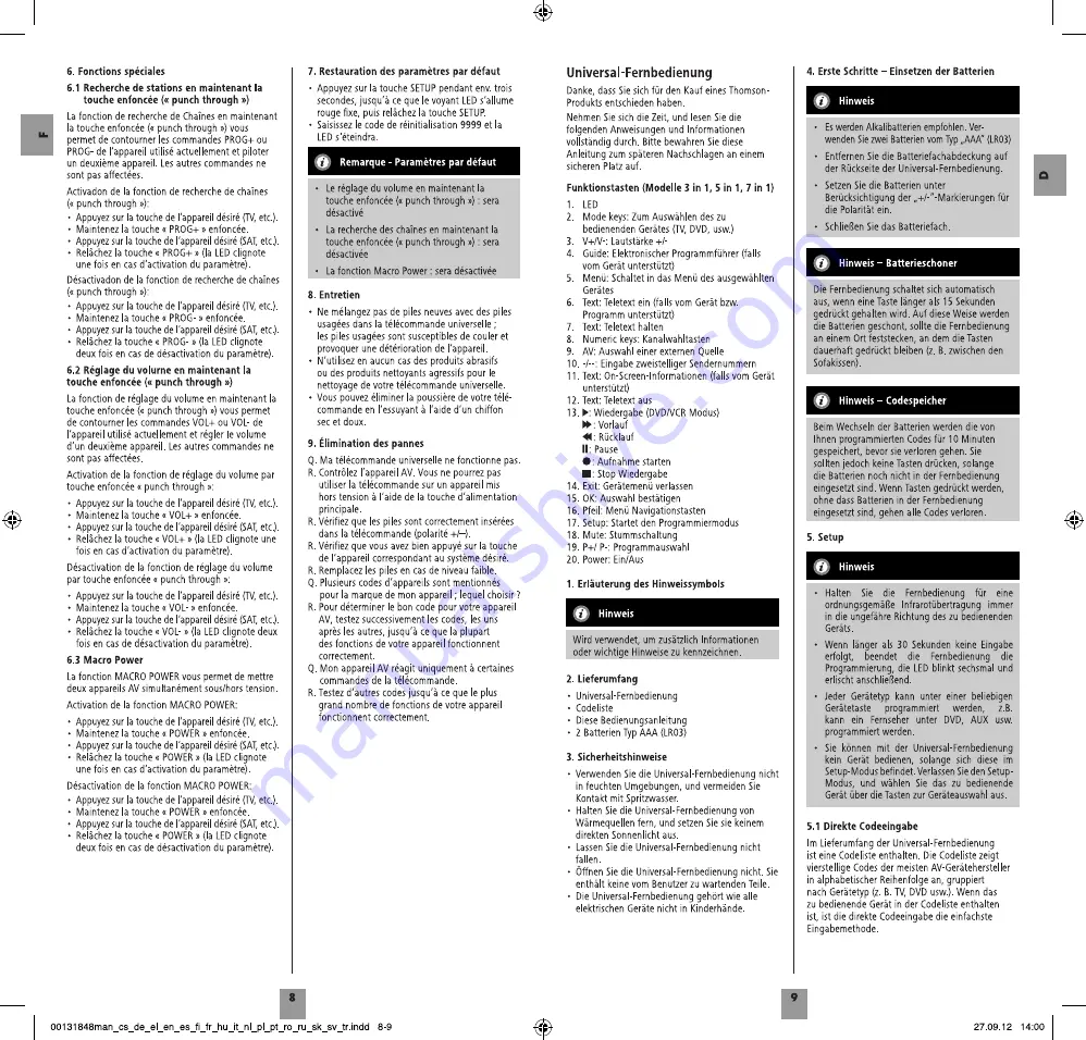 THOMSON 00131848 Operating Instructions Manual Download Page 5