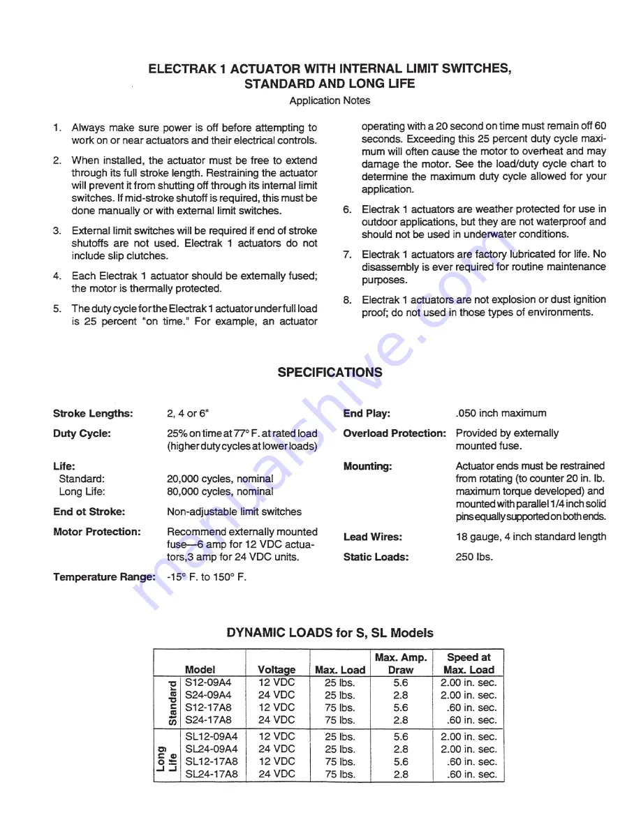 THOMSON Electrak 1 Series Operation Manual Download Page 5