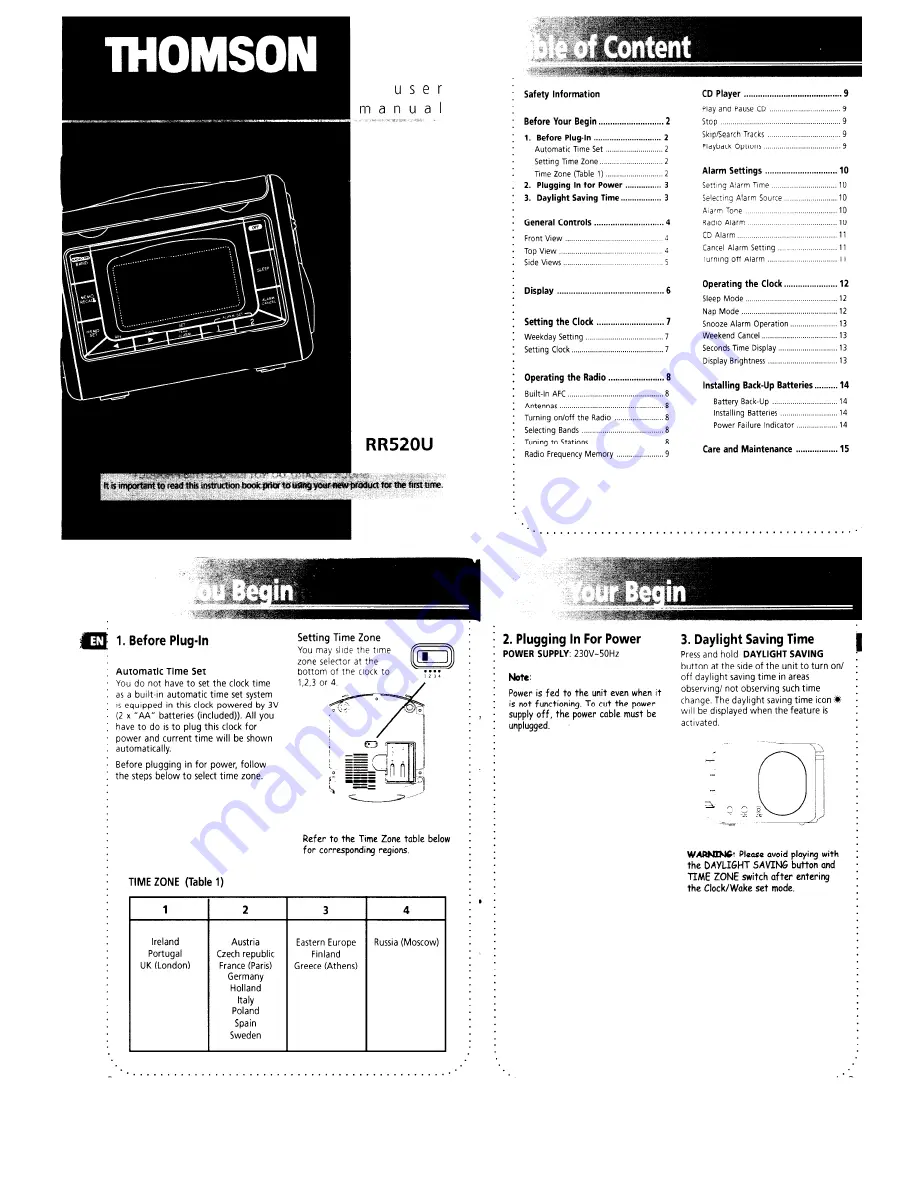 THOMSON RR520U User Manual Download Page 1