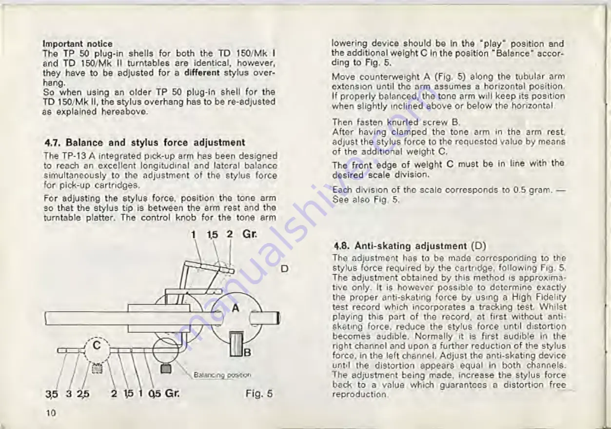 THORENS TD 150/II Instruction Manual Download Page 11