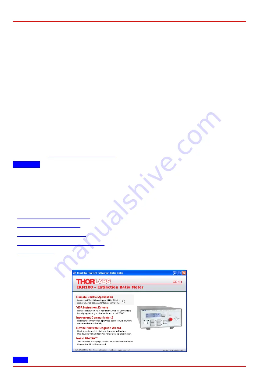 THORLABS ERM100 Operation Manual Download Page 18