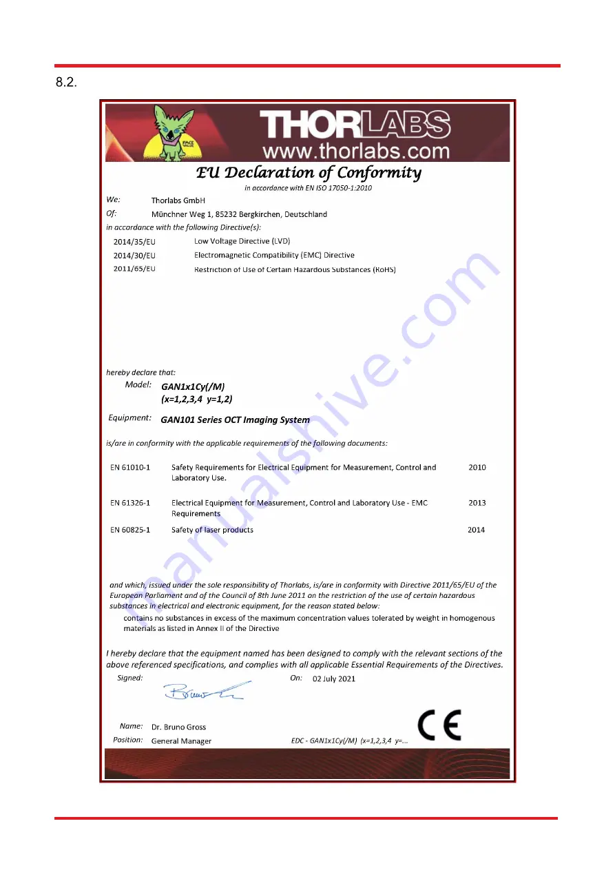 THORLABS GAN1x1 Series Скачать руководство пользователя страница 63