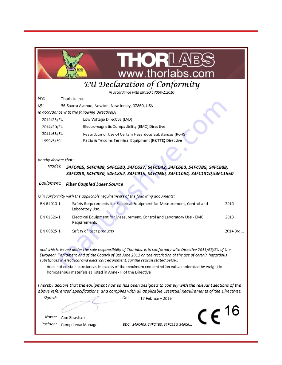 THORLABS S4FC Series User Manual Download Page 25