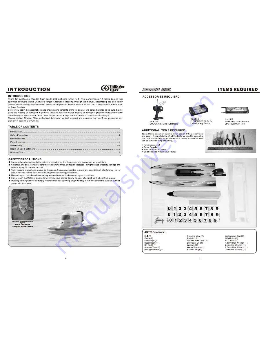 THUNDER TIGER BANDIT OBL - ASSEMBLY Manual Download Page 2