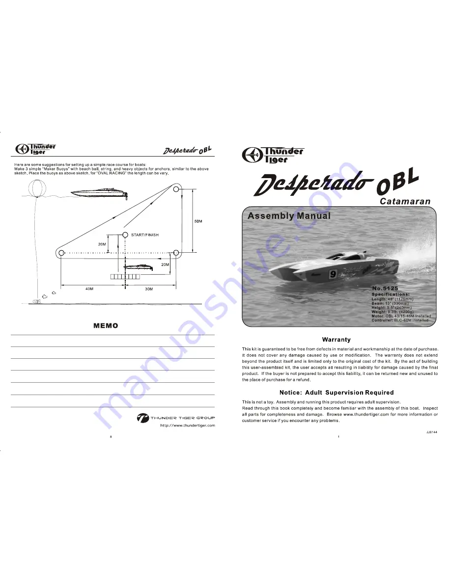 THUNDER TIGER DESPERADO OBL - ASSEMBLY Manual Download Page 1