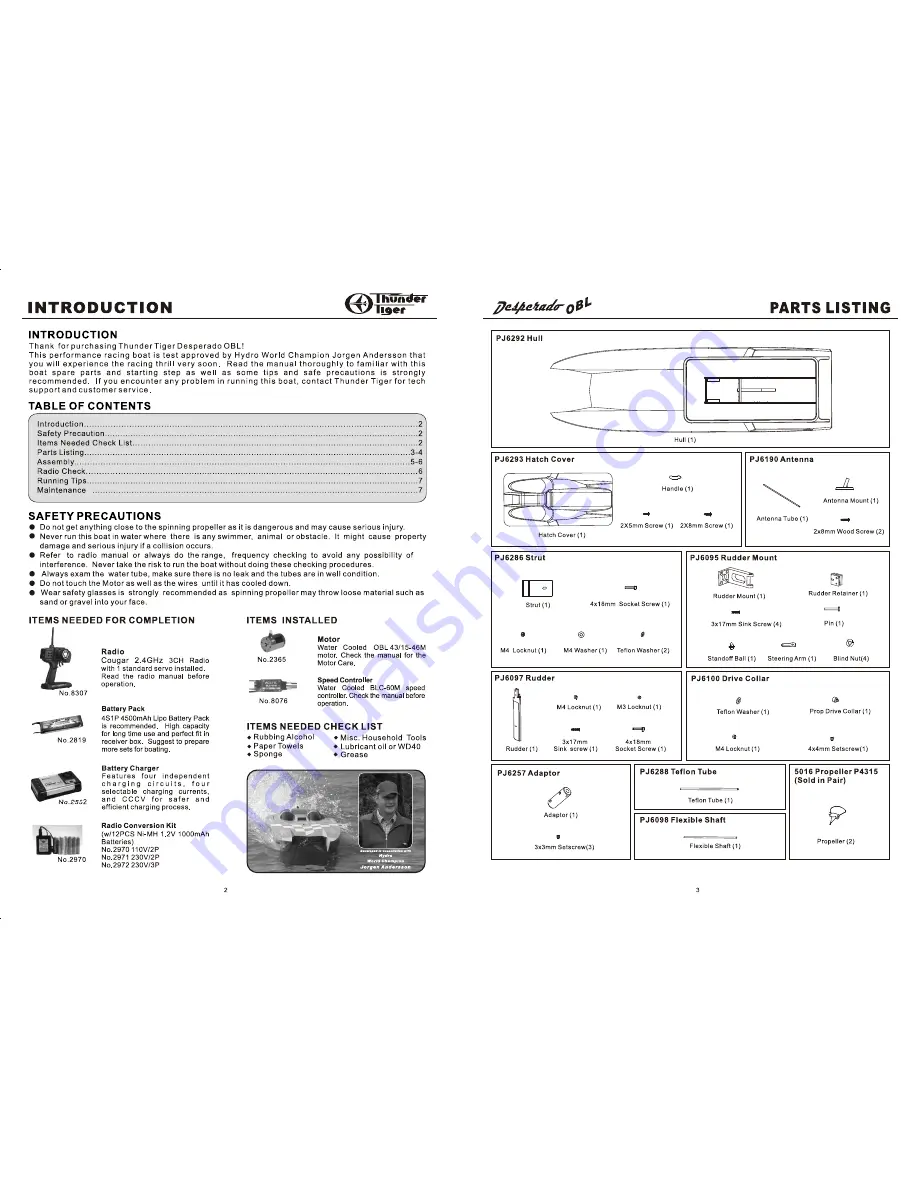 THUNDER TIGER DESPERADO OBL - ASSEMBLY Manual Download Page 2