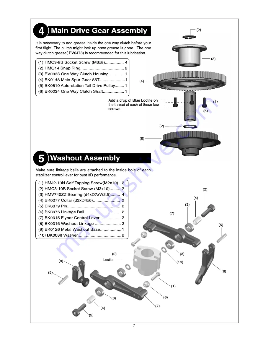 THUNDER TIGER Raptor SE 50 Size 3D Heli Assembly And Maintenance Manual Download Page 8