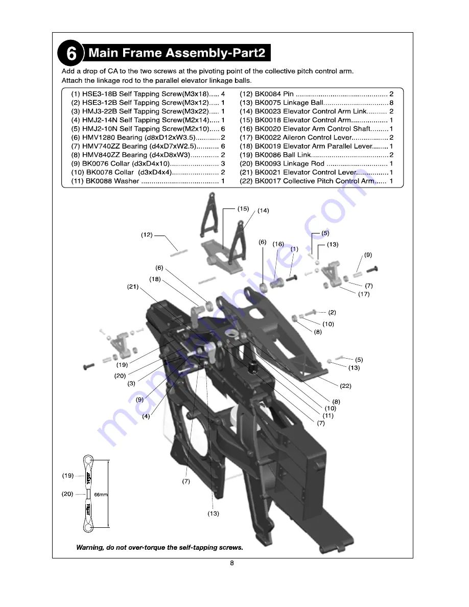 THUNDER TIGER Raptor SE 50 Size 3D Heli Assembly And Maintenance Manual Download Page 9