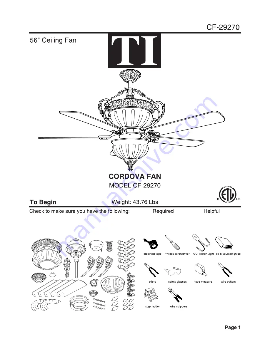 TI CF-29270 Installation Instructions Download Page 1