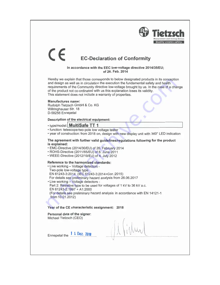 Tietzsch MultiSafe TT 1 User Instructions Download Page 23