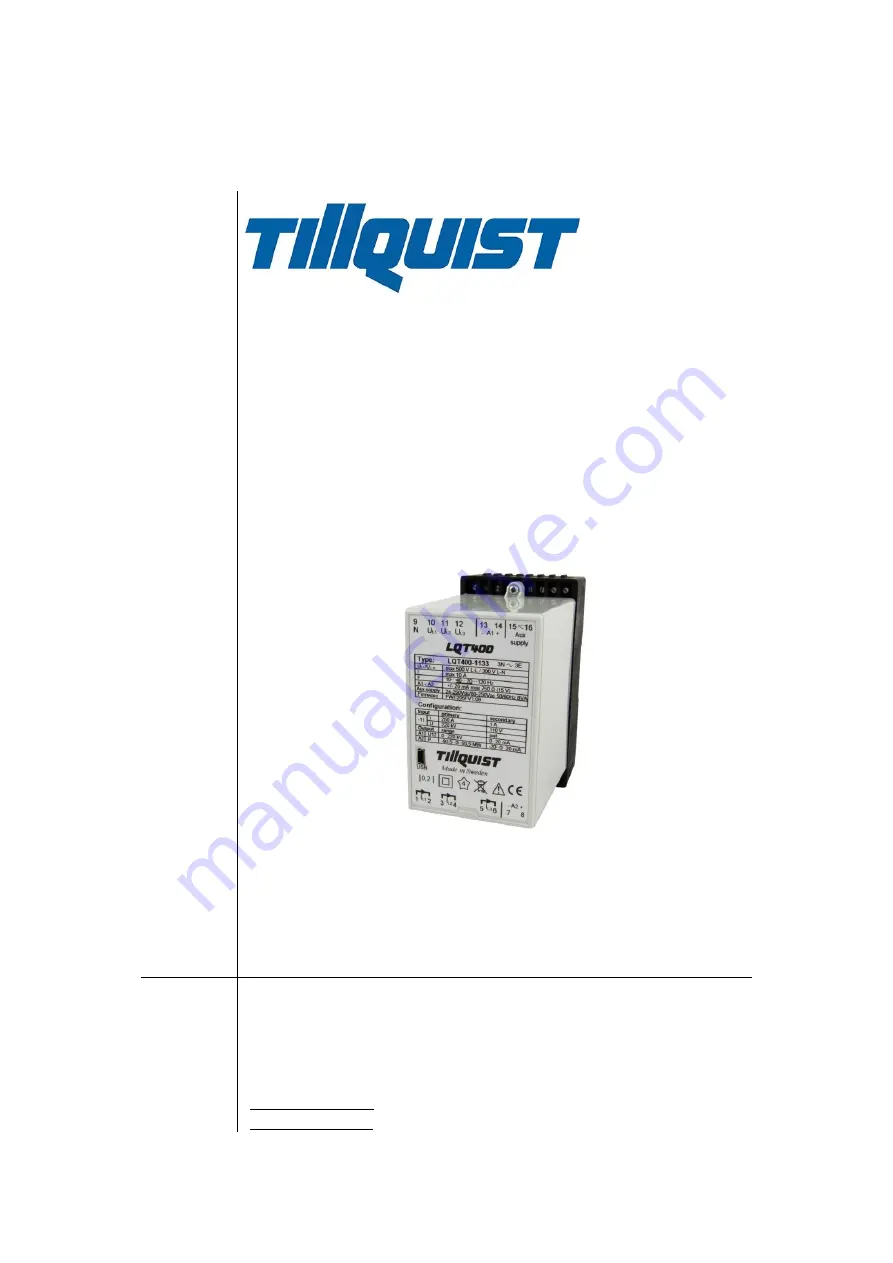 TILLQUIST LQT400 User Manual Download Page 1